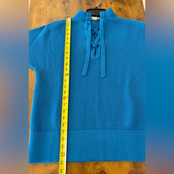 EVERLANE The Lace-Up Smock Sweater Women’s S Blue Long Sleeves Wool Blend - Picture 8 of 8